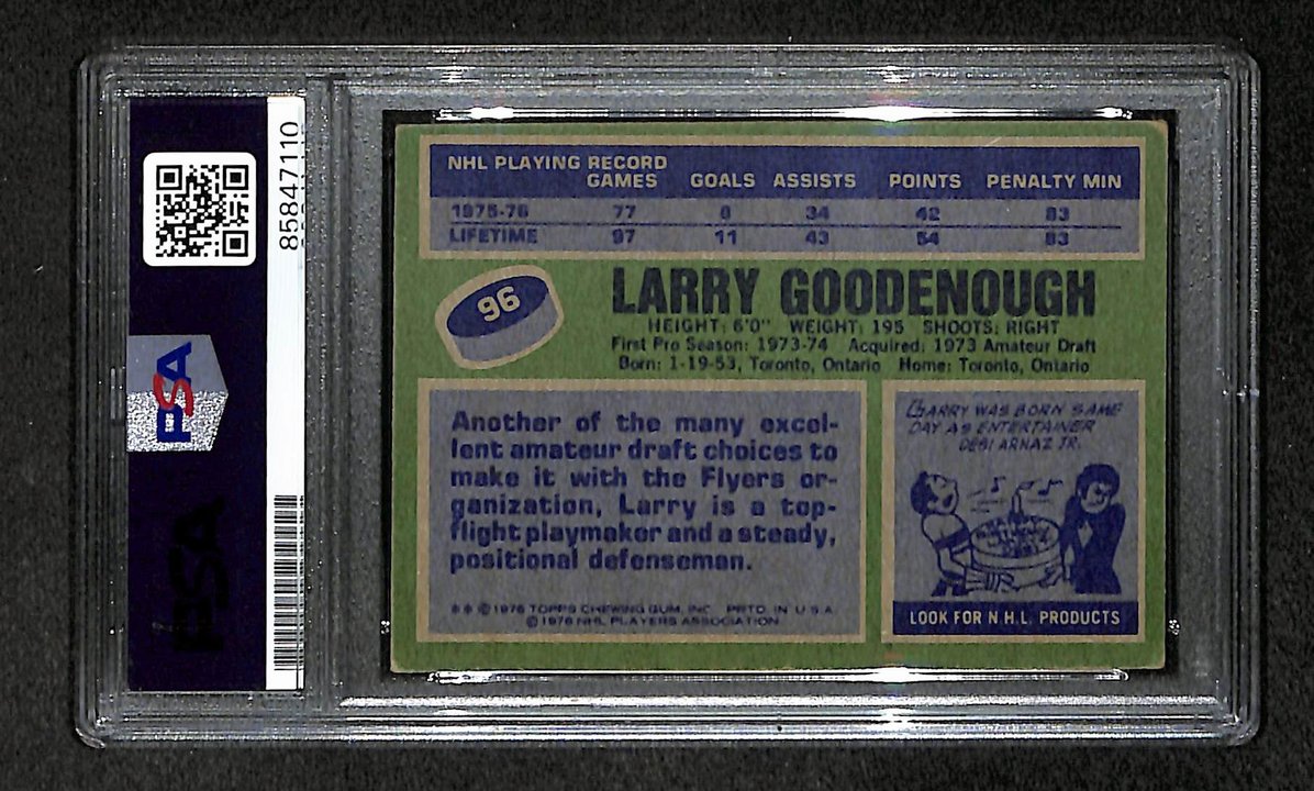 Larry Goodenough 1976-77 Topps Card #96 Autographed/Signed Flyers PSA/DNA 210831
