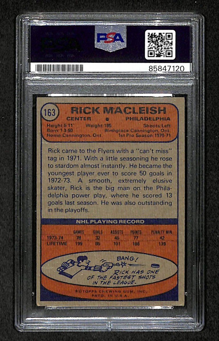 Rick MacLeish 1974-75 Topps Card #163 Autographed/Signed Flyers PSA/DNA 210836