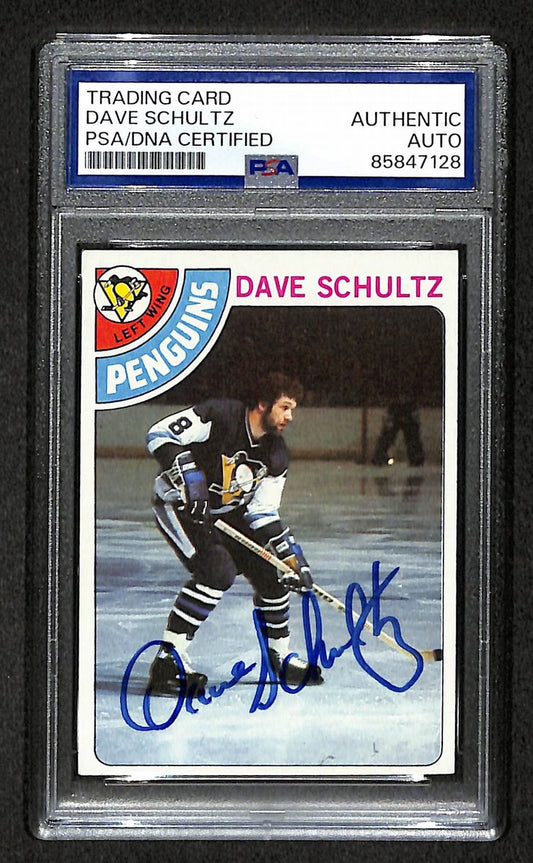 Dave Schultz 1978-79 Topps Card #225 Autographed/Signed Penguins PSA/DNA 210837