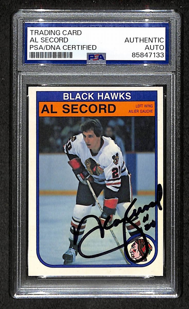 Al Secord 1982-83 O-Pee-Chee Card #74 Signed Black Hawks PSA/DNA 210838