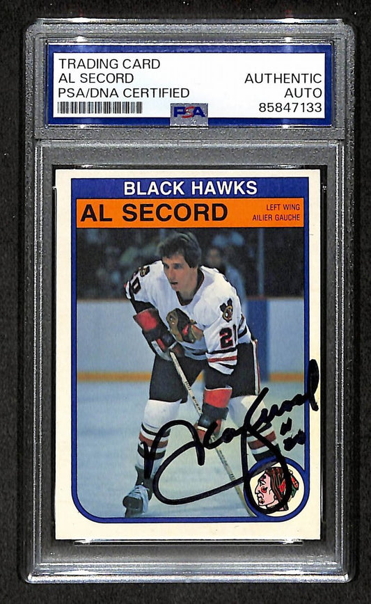 Al Secord 1982-83 O-Pee-Chee Card #74 Signed Black Hawks PSA/DNA 210838