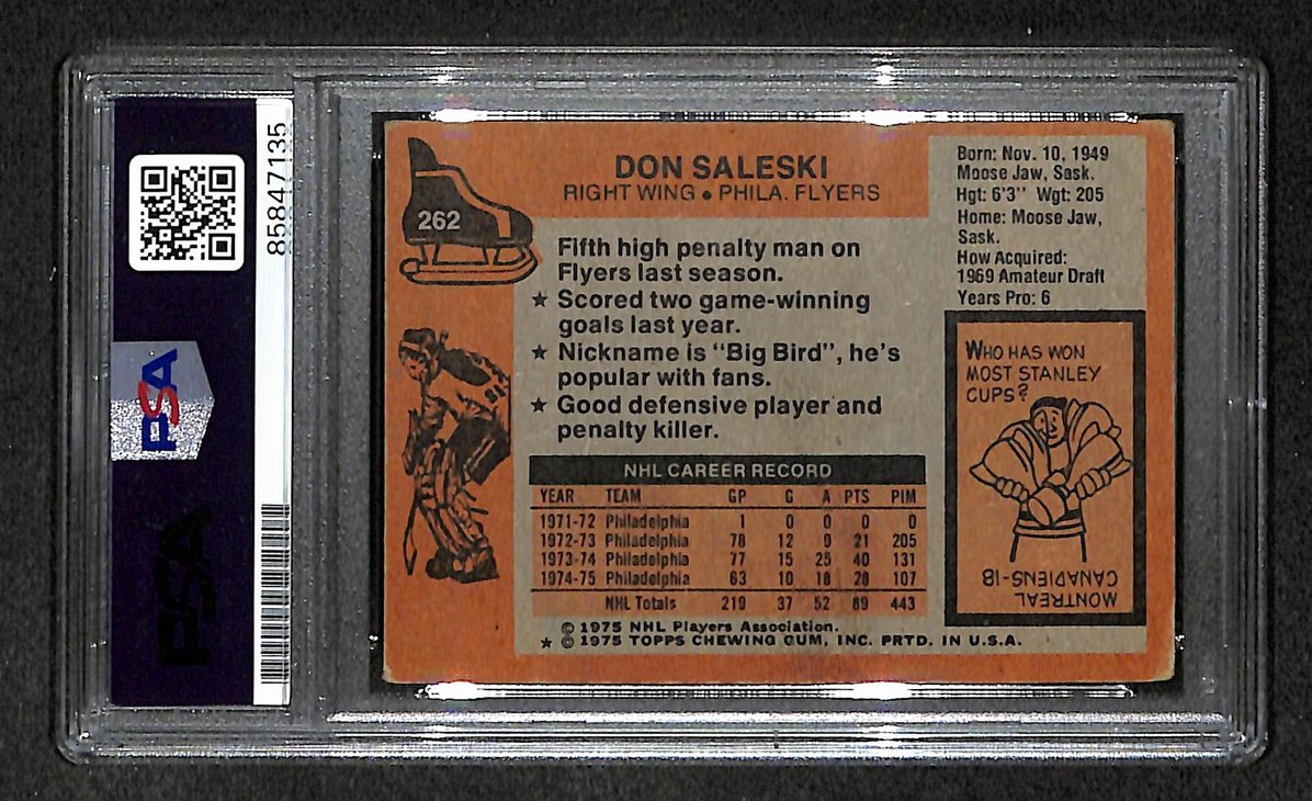 Don Saleski 1975-76 Topps Card #262 Autographed/Signed Flyers PSA/DNA 210842