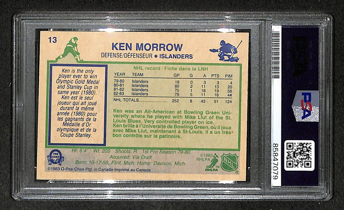 Ken Morrow 1983-84 O-Pee-Chee Card #130 Signed Islanders PSA/DNA 210845
