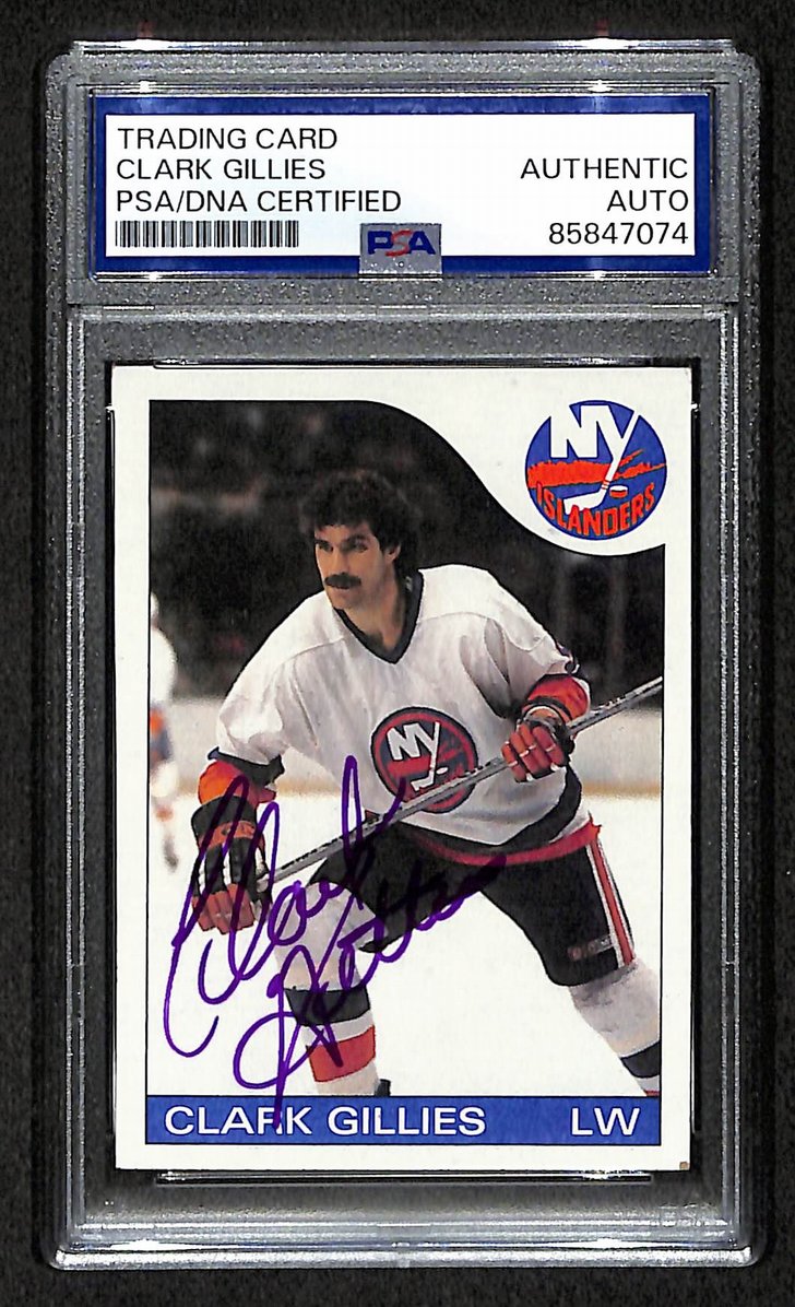 Clark Gillies HOF 1985-86 Topps Card #81 Signed Islanders PSA/DNA 210849
