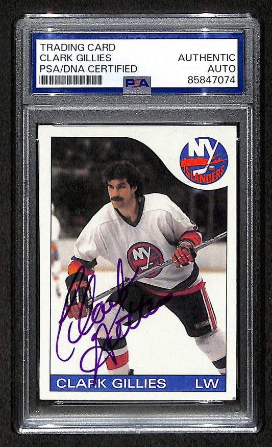 Clark Gillies HOF 1985-86 Topps Card #81 Signed Islanders PSA/DNA 210849
