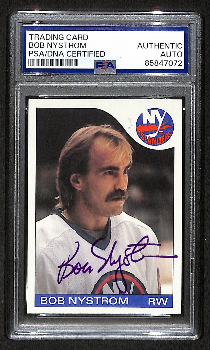 Bob Nystrom 1985-86 Topps Card #11 Autographed/Signed Islanders PSA/DNA 210850