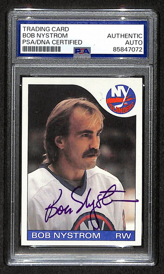 Bob Nystrom 1985-86 Topps Card #11 Autographed/Signed Islanders PSA/DNA 210850