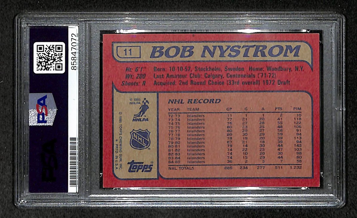 Bob Nystrom 1985-86 Topps Card #11 Autographed/Signed Islanders PSA/DNA 210850