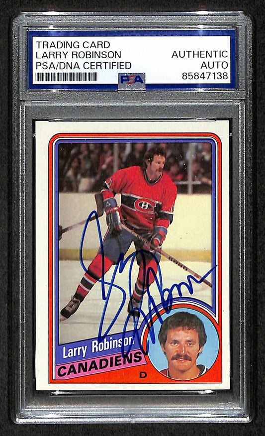 Larry Robinson HOF 1984-85 Topps Card #82 Signed Canadiens PSA/DNA 210852
