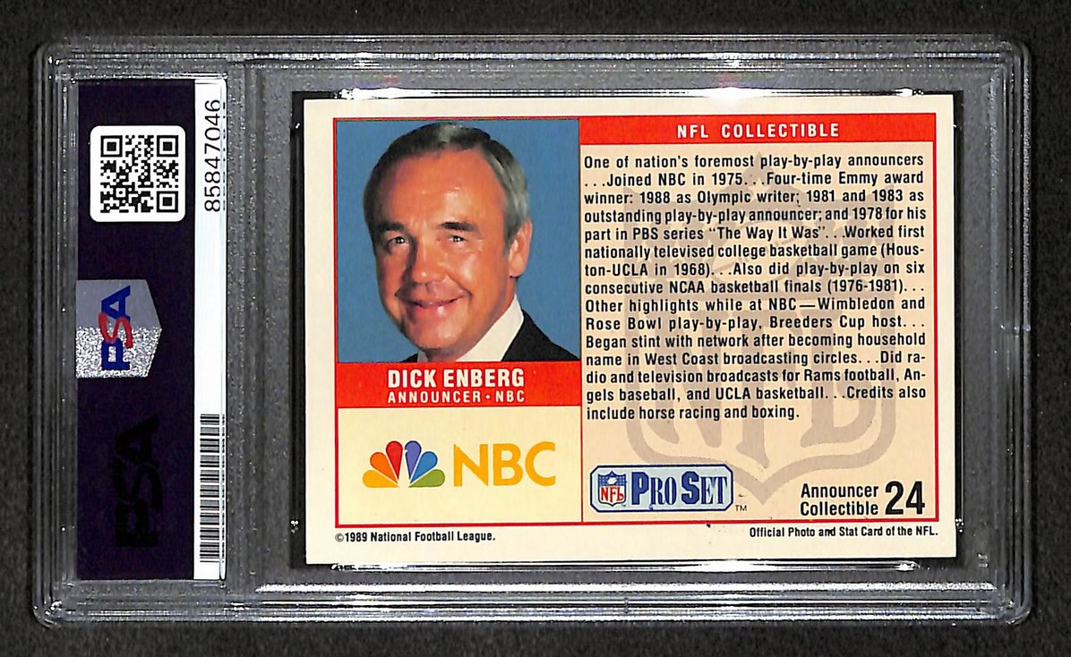 Dick Enberg HOF 1989 Pro Set Card #24 Autographed/Signed NBC PSA/DNA 210853