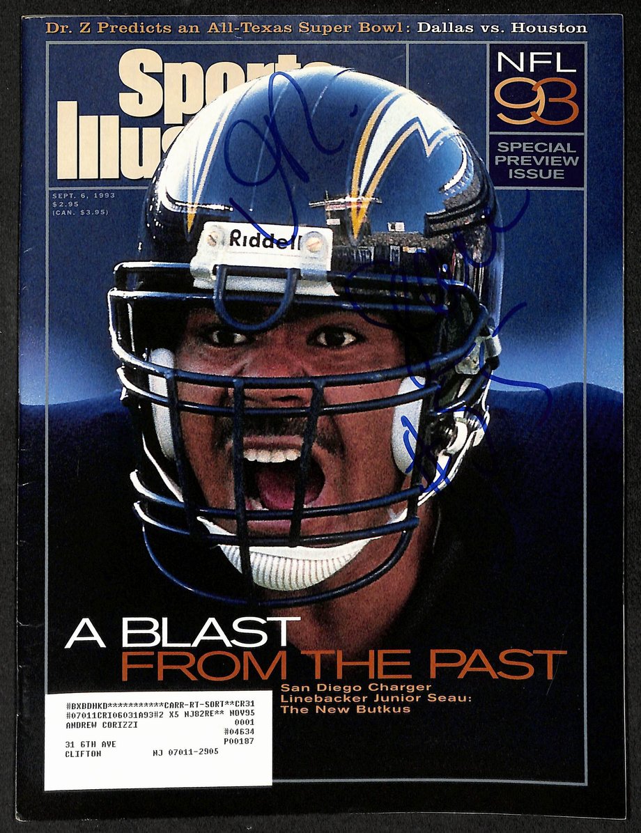 Junior Seau HOF Signed 1993 Sports Illustrated Magazine Chargers PSA/DNA 210803