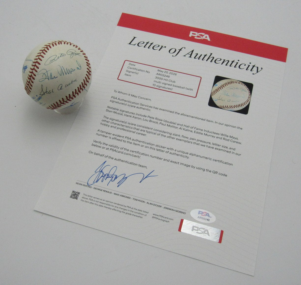 3000 Hit Club Signed by (10) Players 1988 All-Star Baseball PSA/DNA 209927