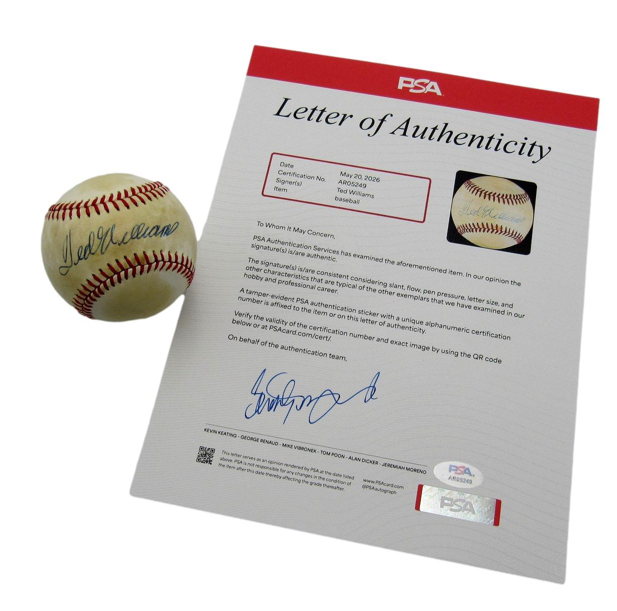 Ted Williams HOF Signed/Auto OAL Baseball Boston Red Sox PSA/DNA 209930