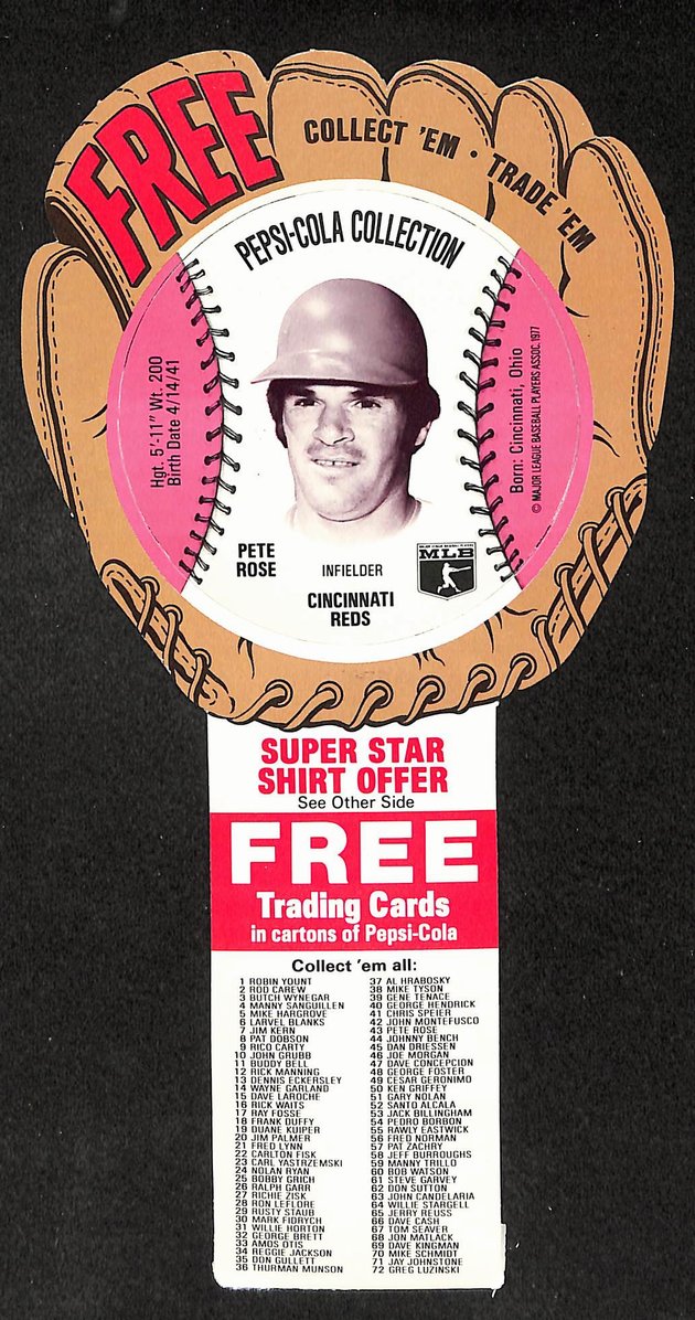 Lot of 11 - 1977 MSA Pepsi Cola Discs Pete Rose Reds 210879