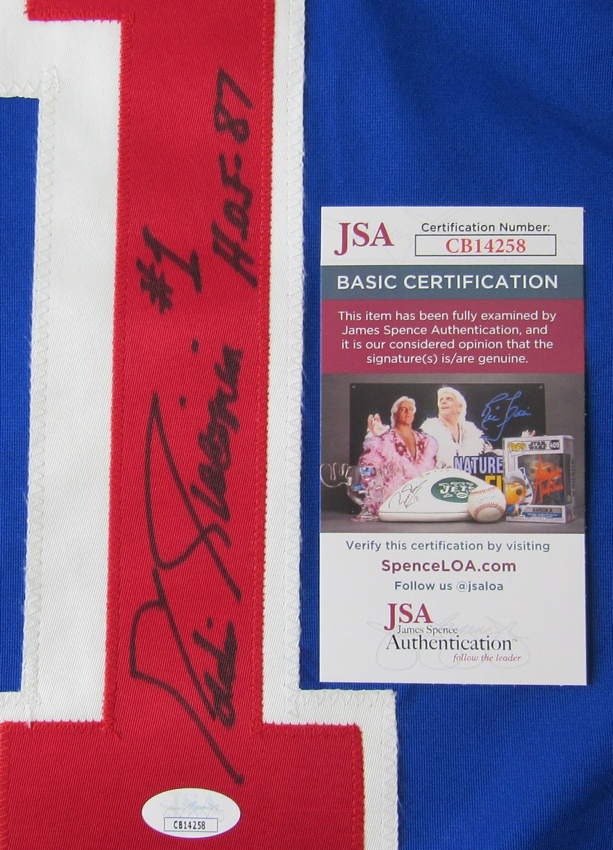 Ed Giacomin HOF New York Rangers Autographed Custom Hockey Jersey JSA 209903