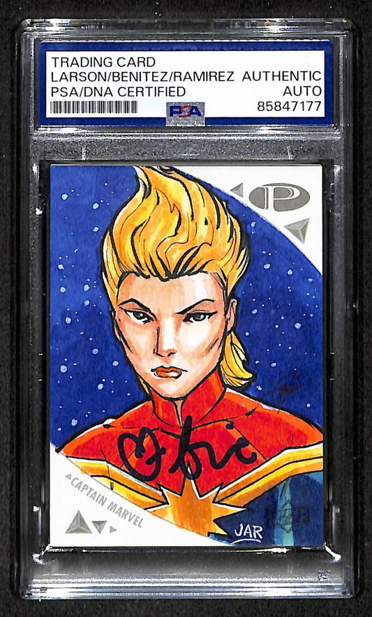 Brie Larson Signed 2019 Upper Deck Marvel Premier Sketch Card 1/1 PSA/DNA 210859