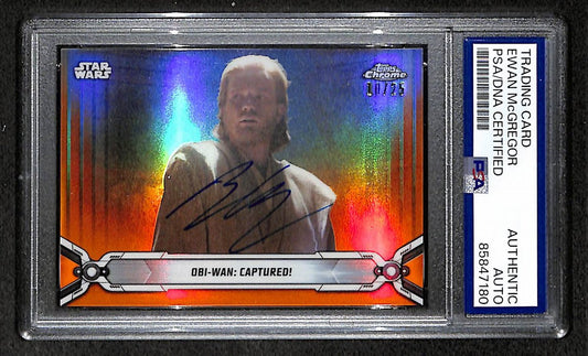 Ewan McGregor Signed 2019 Topps Chrome Star Wars Card 10/25 Obi-Wan PSA/DNA 0861