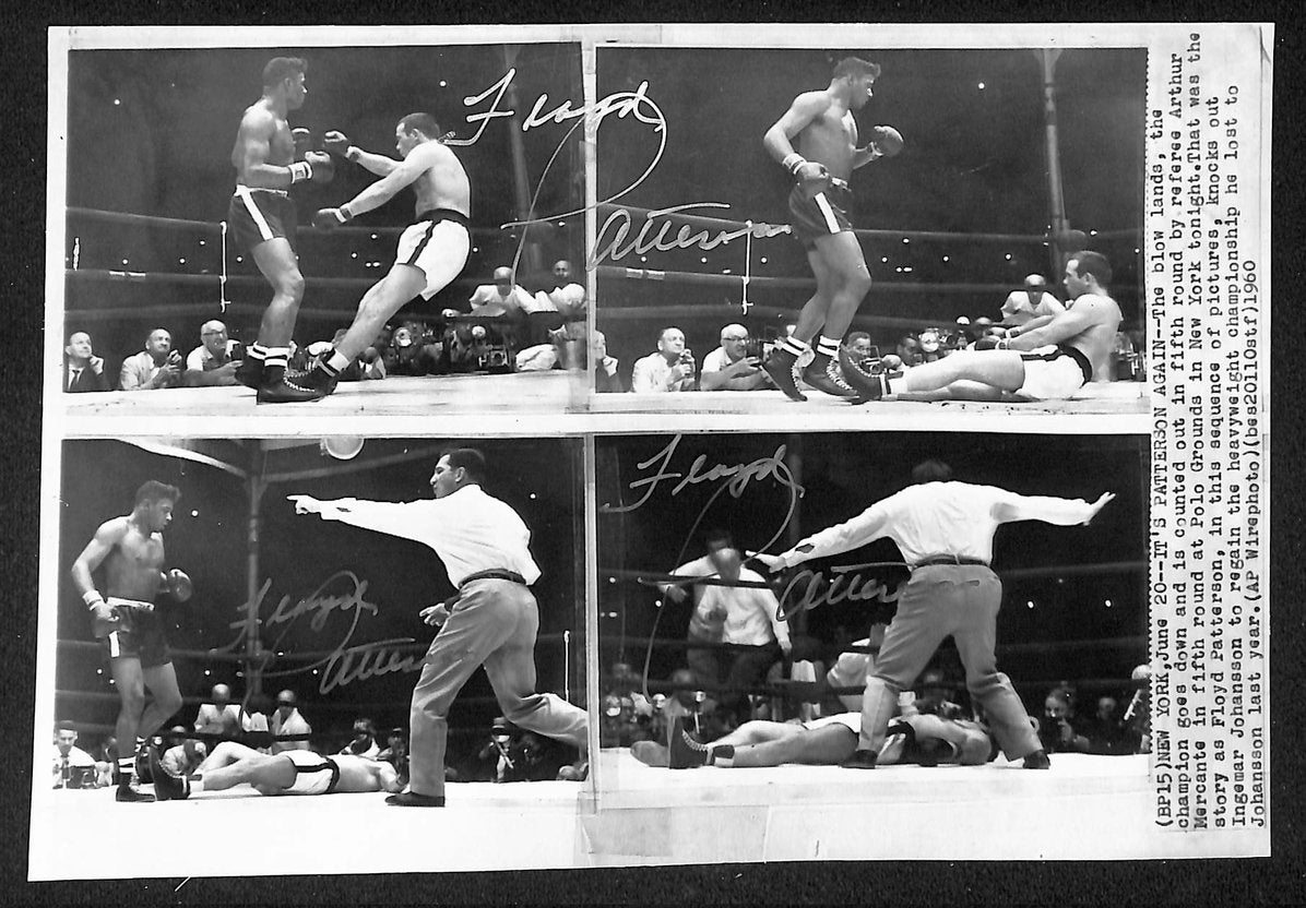 Floyd Patterson Signed/Autographed 5.75x8.25 Wire Photo Boxing JSA 210554