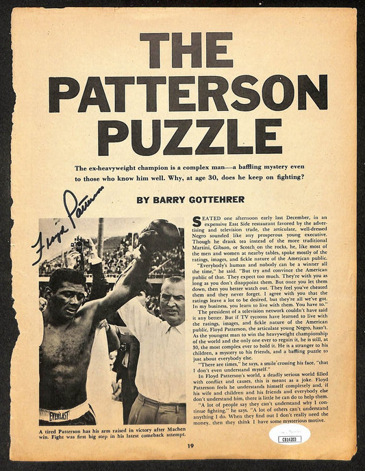 Floyd Patterson Signed/Autographed Newspaper Article Boxing JSA 210582