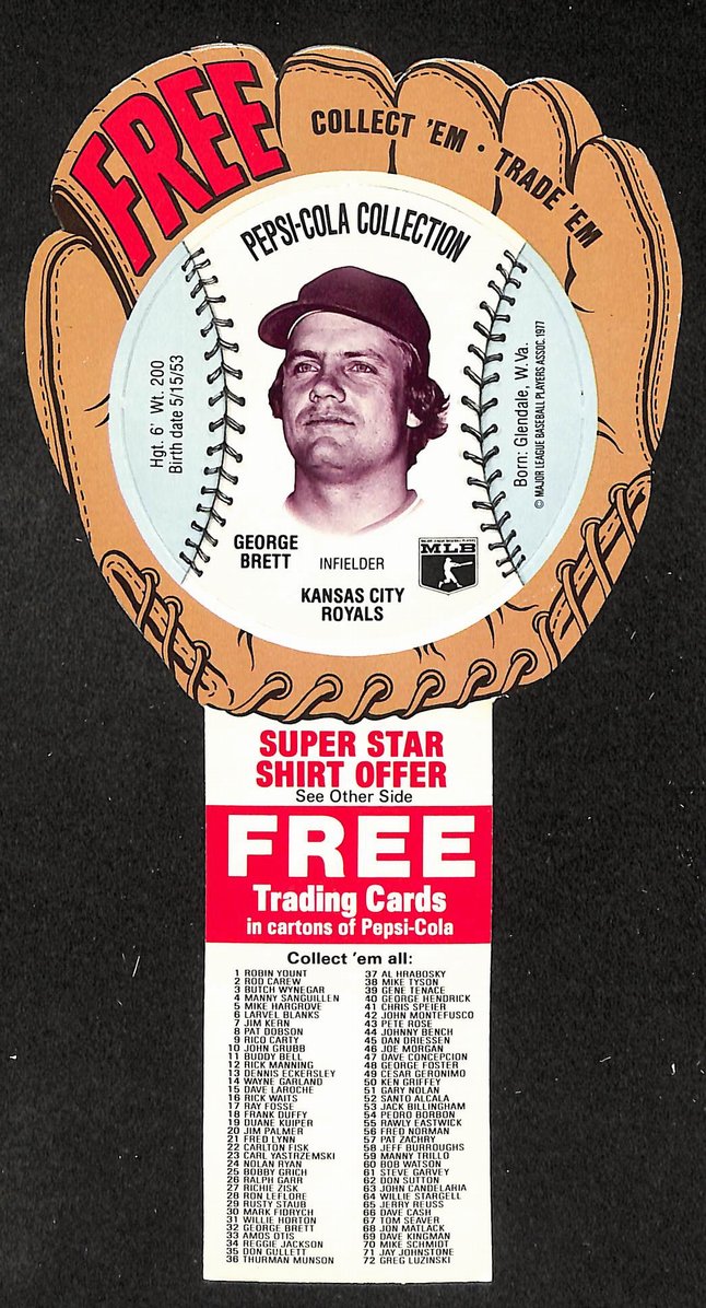 Vintage 1977 Pepsi Trading Card #32 George Brett Kansas City Royals 208952