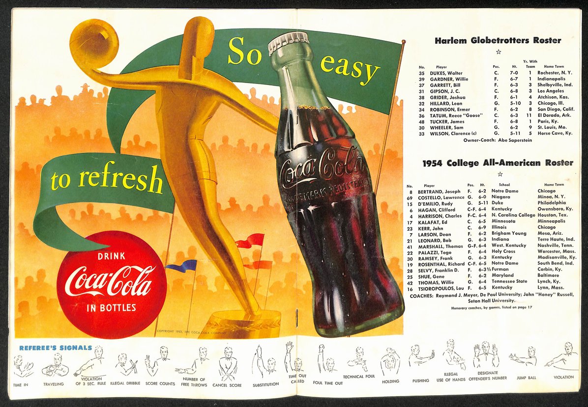 Vintage 1954 College All-Americans vs. Harlem Globetrotters Program 208960