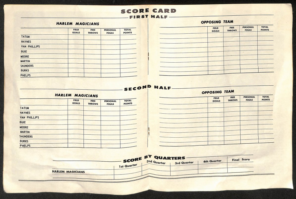 Vintage 1955 Harlem Magicians Program Goose Tatum & Marques Haynes 208961
