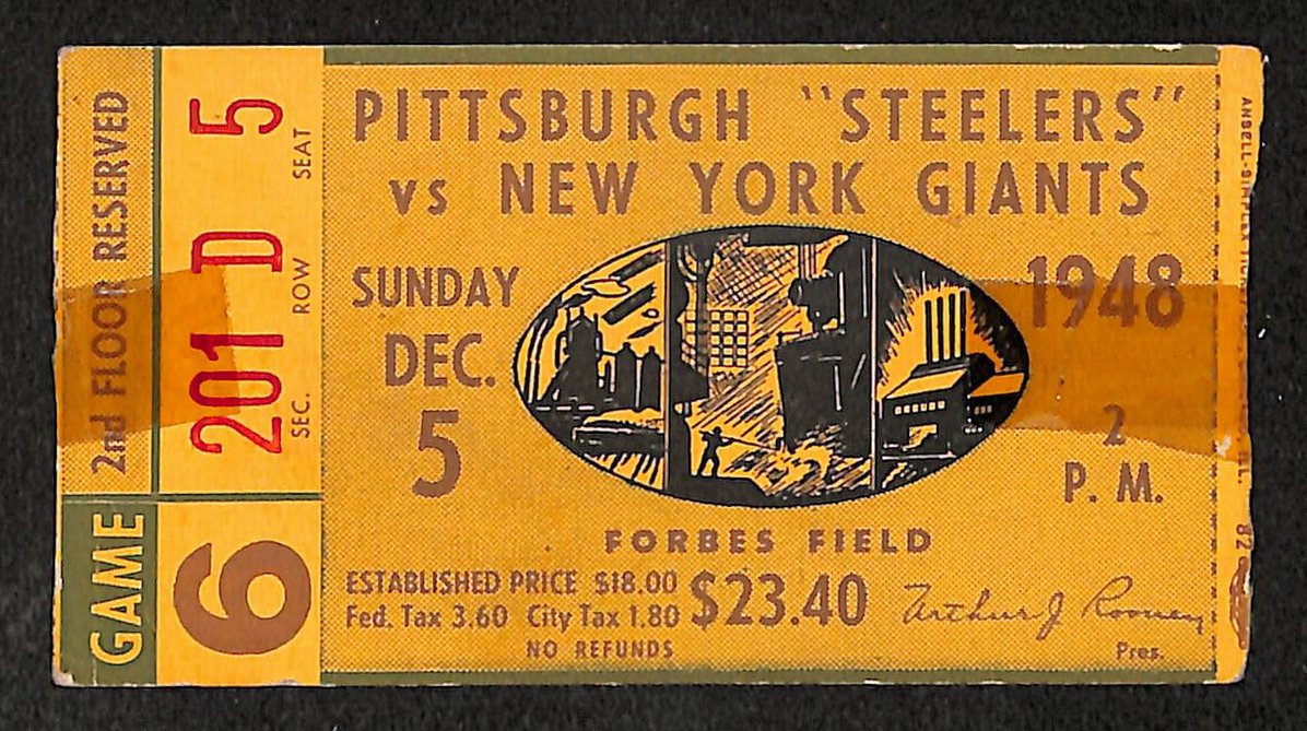 Vintage 12/5/1948 Pittsburgh Steelers vs. New York Giants Ticket Stub 208971