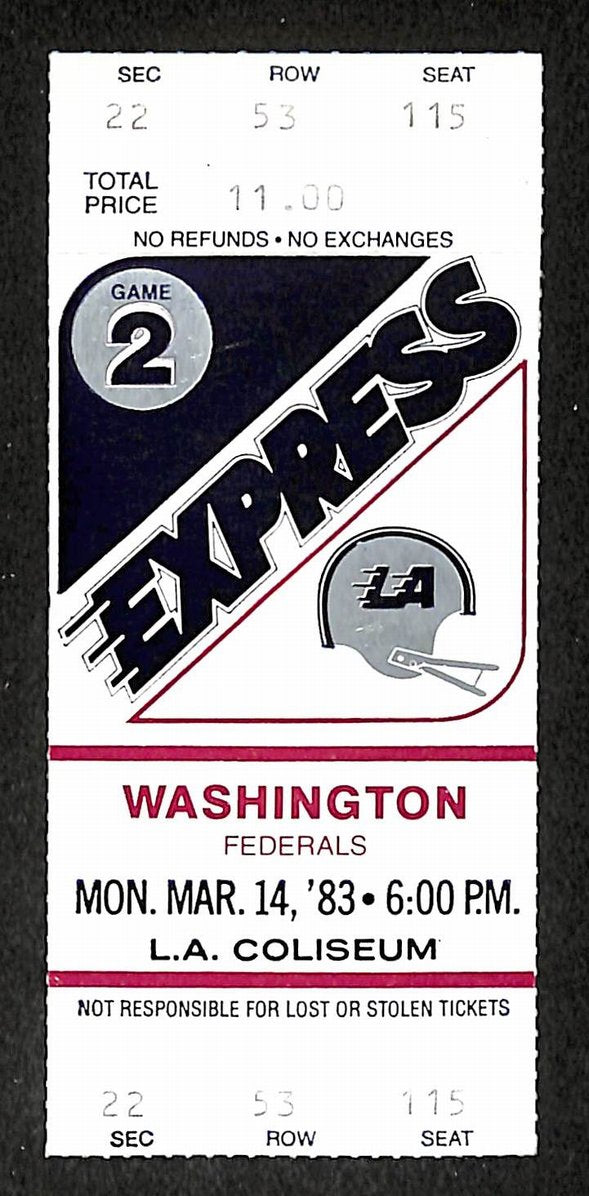 3/14/1983 LA Express vs. Washington Federals (USFL) Ticket at LA Coliseum 208972