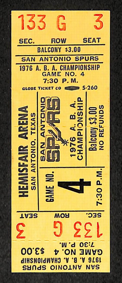 Vintage 1976 ABA Championship Game 4 San Antonio Spurs Phantom Ticket  208986