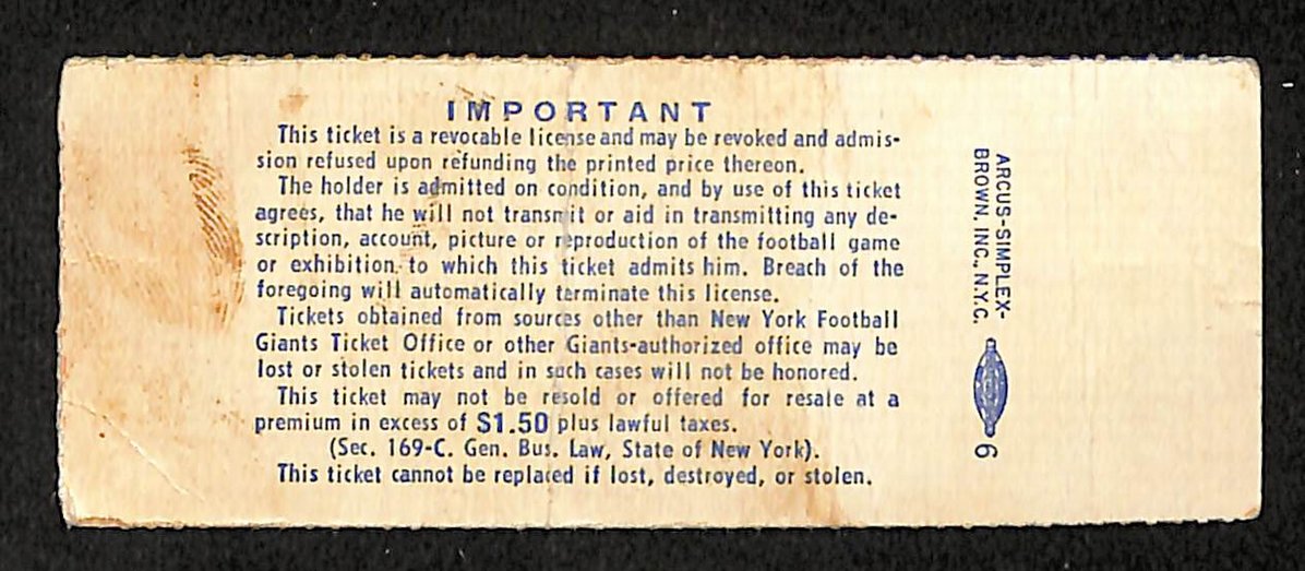 11/10/1974 NY Giants vs. NY Jets Ticket Stub 1st NFL Sudden Death Game  209012