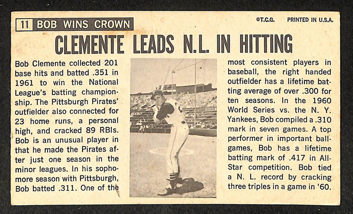 1964 Topps Giant Baseball Card #11 Bob Clemente Pittsburgh Pirates 210895