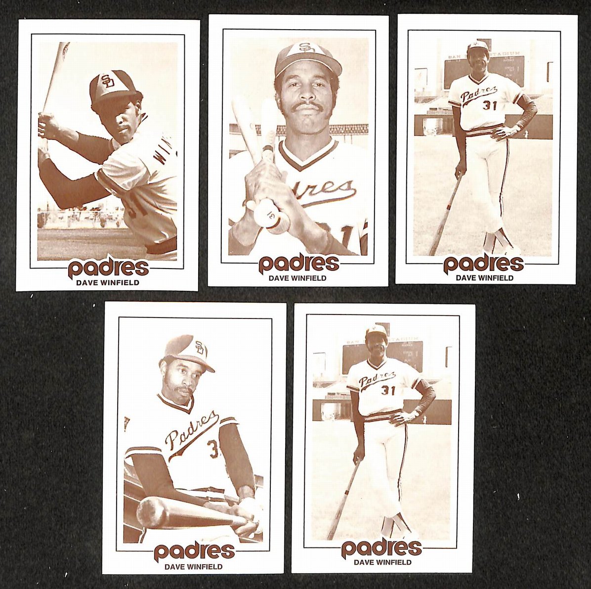 Lot of (5) 1977 Dave Winfield Schedule Cards San Diego Padres 210898