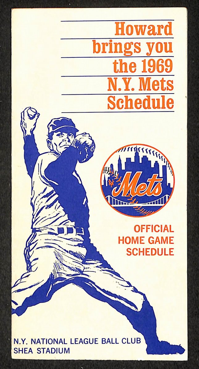 1969 New York Mets 3x6 Schedule World Series Champions 210900