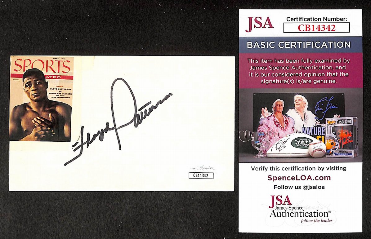 Floyd Patterson Signed/Autographed 3x5 Index Card Boxing JSA 210532