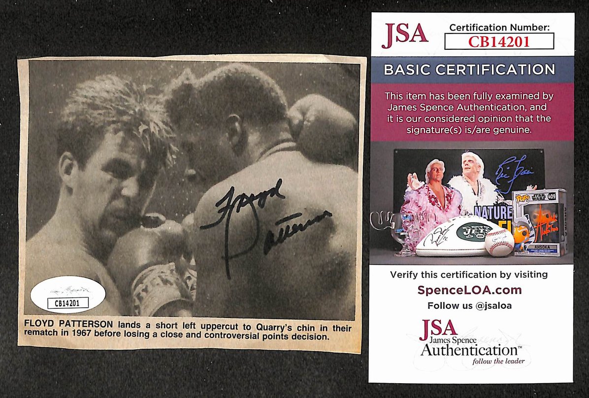 Floyd Patterson Signed/Autographed Newspaper Photo Boxing JSA 210534