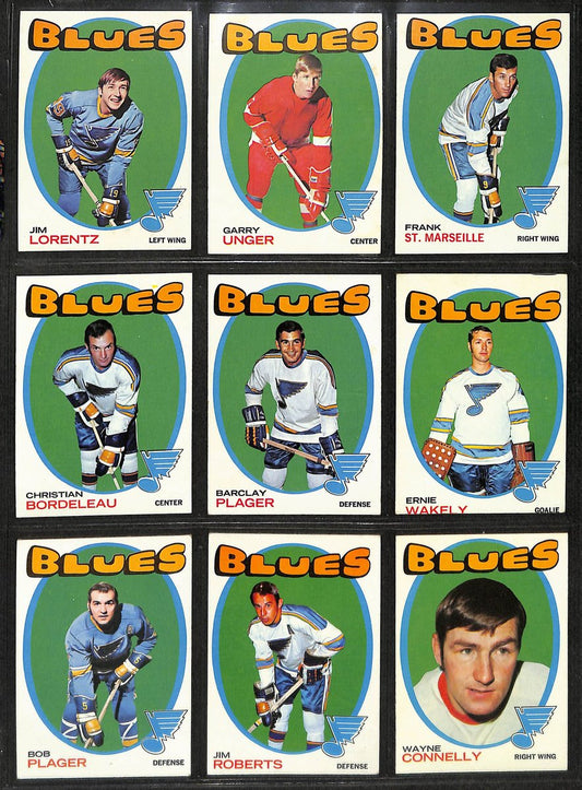 1971-72 Topps St. Louis Blues Hockey Team Card Set (9) Connelly Unger 210873
