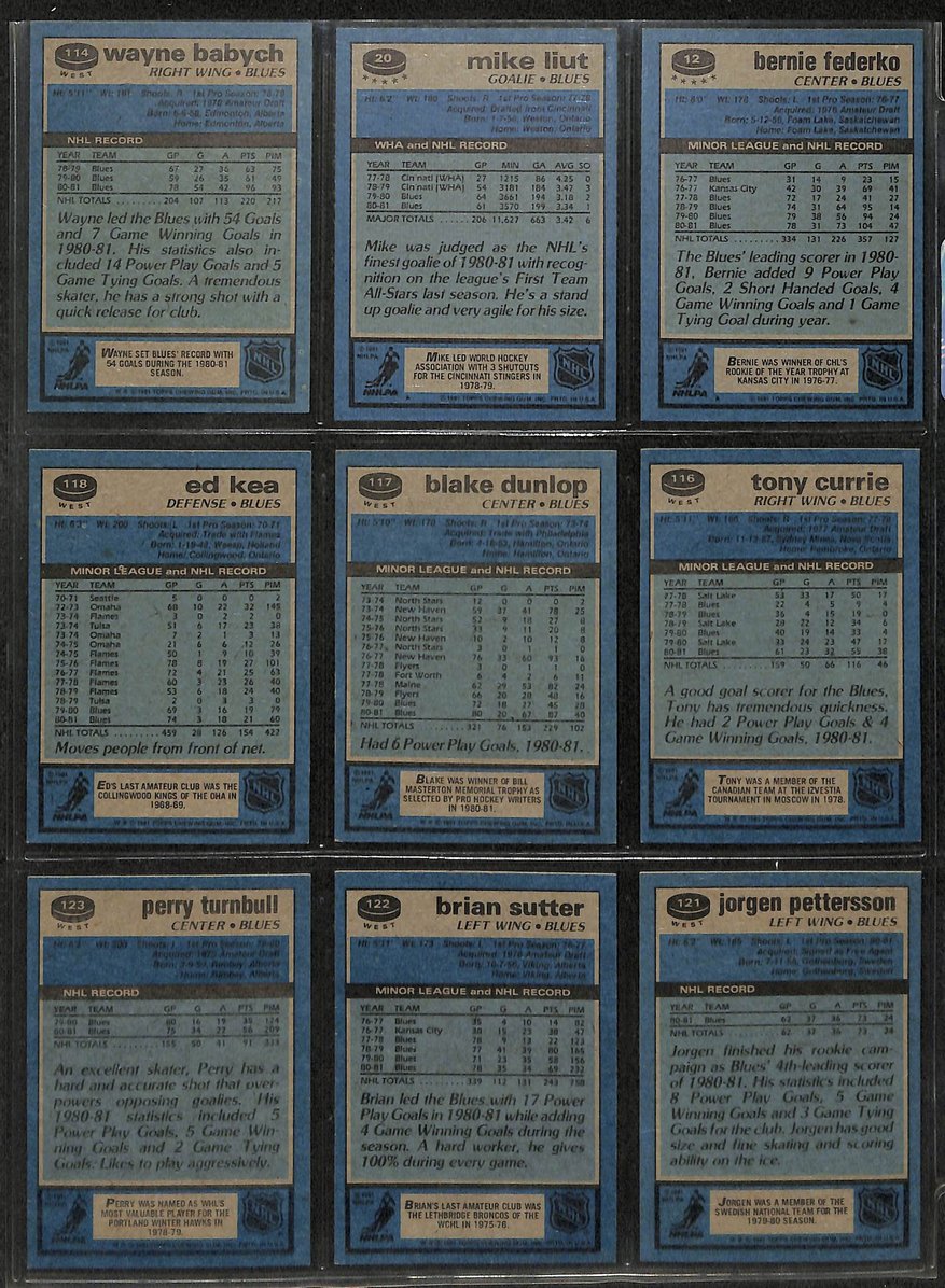 Lot of (95) Topps/OPC St. Louis Blues Team Hockey Cards Sutter Federko 210874