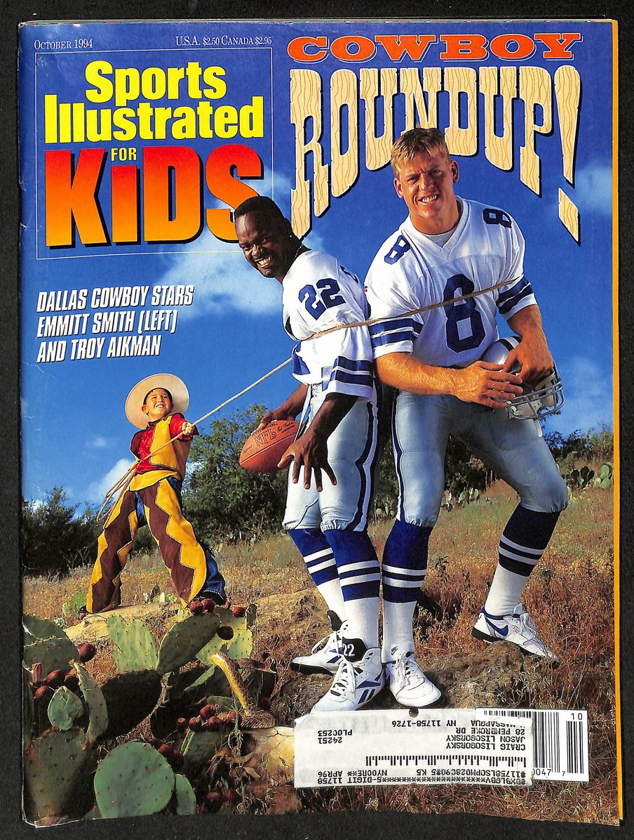 1994 Sports Illustrated for Kids Cowboys w/ Card Sheet Joe Montana 209036