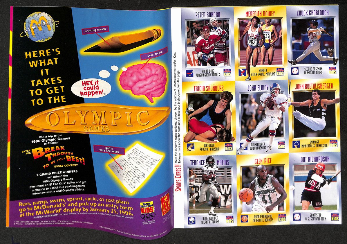 1996 Sports Illustrated for Kids Rockets w/ Card Sheet John Elway 209037