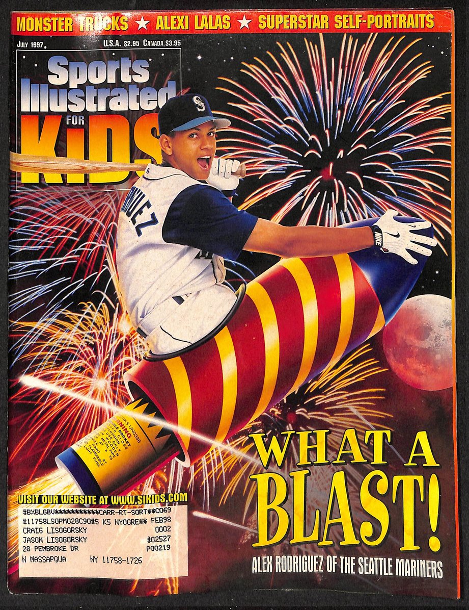 1997 Sports Illustrated for Kids Alex Rodriguez w/ Card Sheet Jeff Gordon 209038