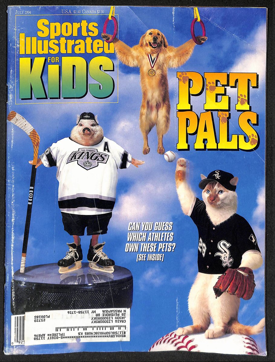 1994 Sports Illustrated for Kids Pet Pals w/ Card Sheet Armstrong Bettis 209040