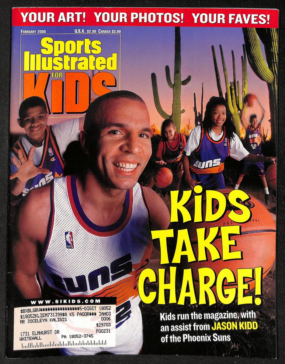 2000 Sports Illustrated for Kids Jason Kidd w/ Card Sheet Venus Serena Hawk 9041