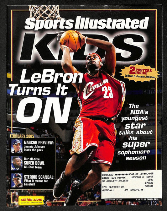 2005 Sports Illustrated for Kids LeBron James w/ Card Sheet Jeter Busch 209048