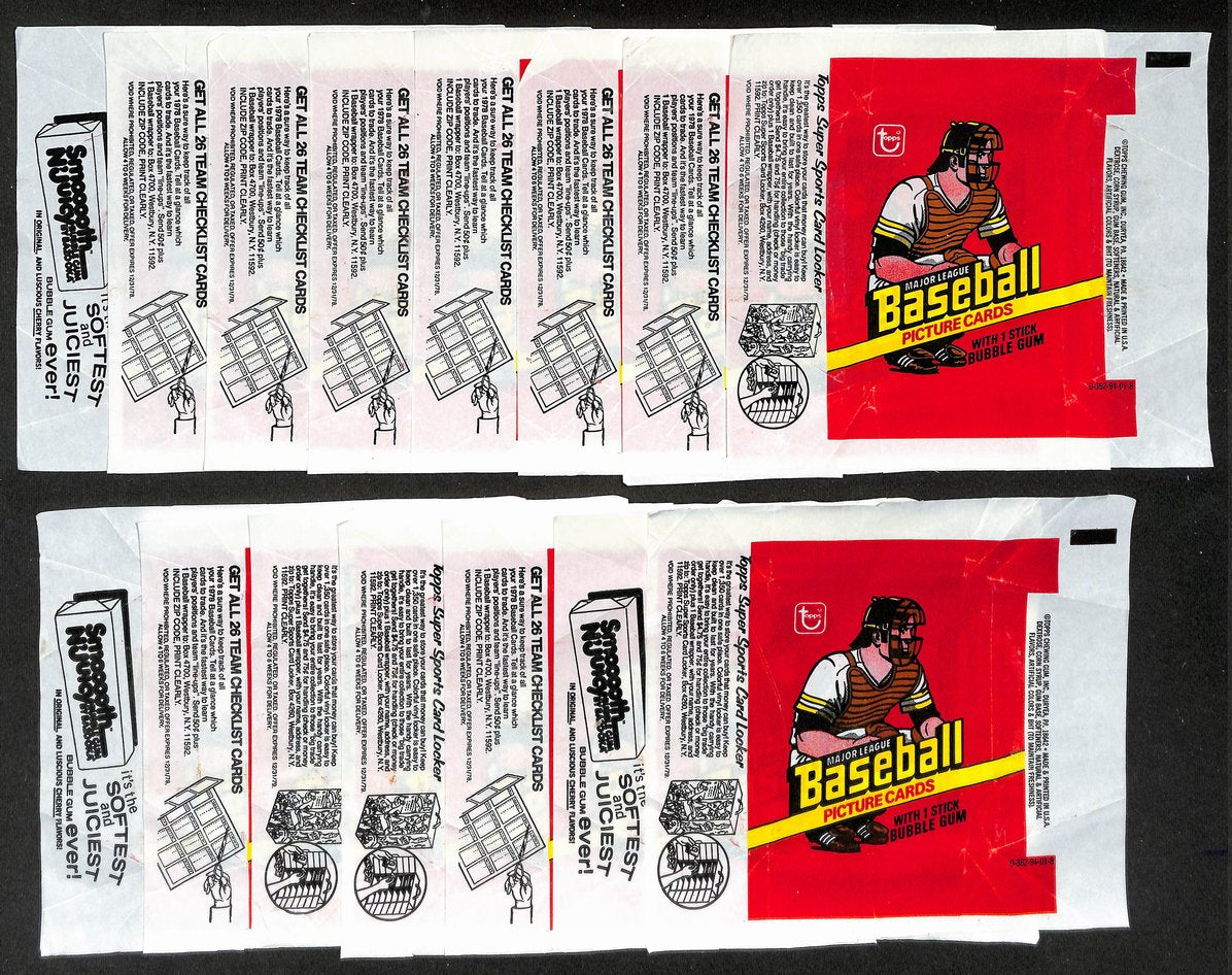 Lot of (15) 1978 Topps MLB Baseball Wax Pack Wrappers Murray Molitor RC 209052