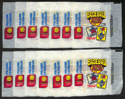 Lot of (14) 1973 Donruss Baseball Super Freaks Wax Pack Wrappers 209054