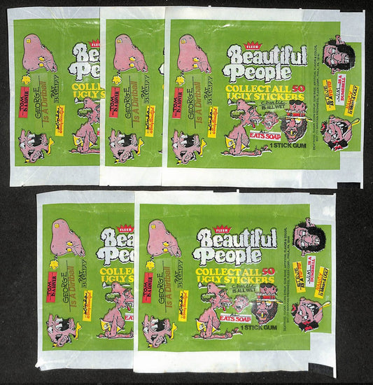Lot of (5) 1978 Fleer Beautiful People Wax Pack Wrappers 209055