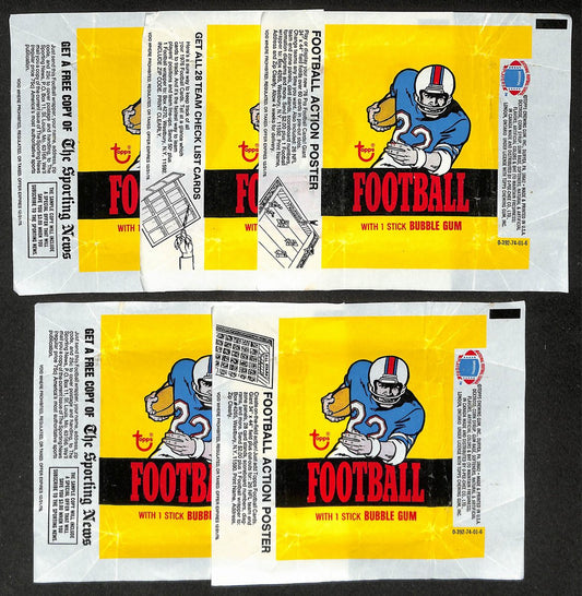Lot of (5) 1976 Topps NFL Football Wax Pack Wrappers Walter Payton RC 209057