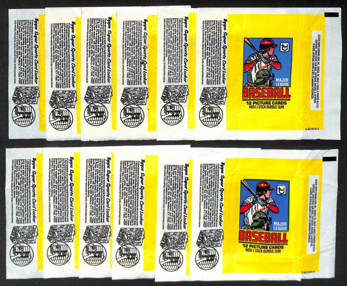 Lot of (12) 1979 Topps MLB Baseball Wax Pack Wrappers Ozzie Smith RC 209060
