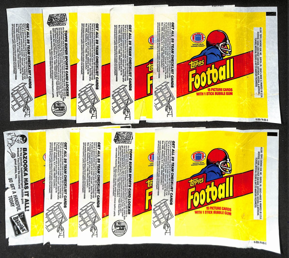 Lot of (20) 1981 Topps NFL Football Wax Pack Wrappers Joe Montana RC 209062