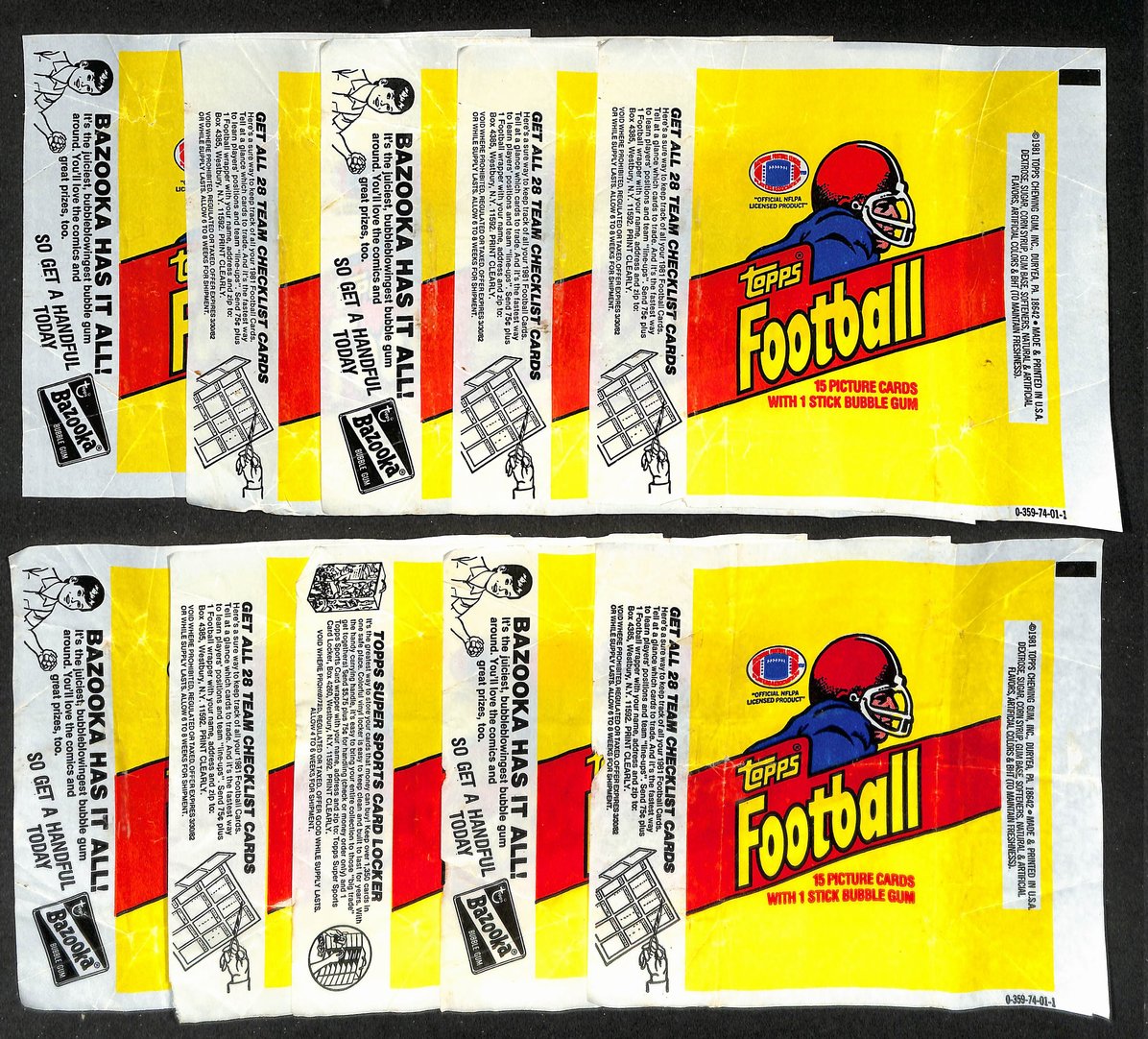 Lot of (20) 1981 Topps NFL Football Wax Pack Wrappers Joe Montana RC 209062